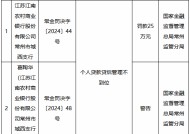 江苏江南农村商业银行常州市城西支行因个人贷款贷后管理不到位被罚25万元